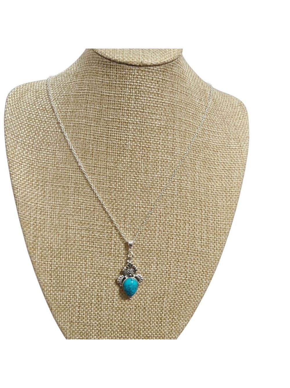 Sterling Silver Turquoise Pendant Necklace